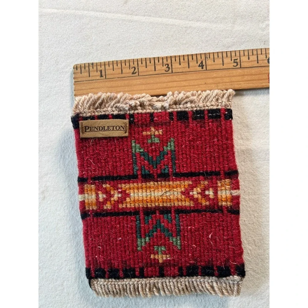 New Vintage Pendleton Set of 4 Woven Loomed Wool Coaster Rug Matts 6